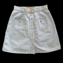 JG Hook VTG 90s Denim Mini Skirt Button Front 25in Waist Light Wash Sz 7/8 - £20.95 GBP