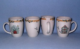 Thomson China Pearl Birdhouse 4 Mugs Cups Large - $14.99