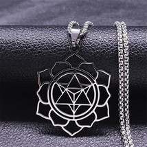 Merkaba Necklace Silver Stainless Steel Spiritual Sacred Geometry Pendant Chain - £15.79 GBP