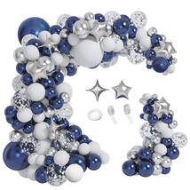 151Pcs Navy Blue Silver Balloons Garland Arch Kit For Graduation Class Of 2023 P - £20.55 GBP