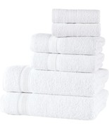 White Bath Towels Set  Quick-Dry, Soft 100% Cotton Towels 6 piece NEW - £24.66 GBP