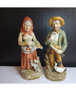 Homco Home Interiors 1417 Old Farm Couple Man &amp; Woman 8” Figures Dog and... - $16.29 CAD