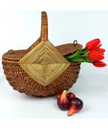 Vtg French Wicker Picnic Basket with Lid Rustic Country Flower  Farmhous... - $1,507.09 MXN