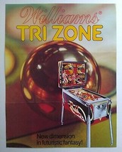 Tri Zone Pinball FLYER Original 1978 Flipper Game Paper Artwork Sheet Vi... - $31.83