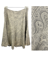 Ralph Lauren Midi Skirt Silver Gray Paisley Fit &amp; Flare Wool Preppy Acad... - $119.99