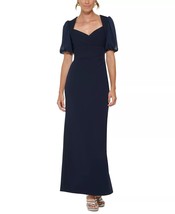 DKNY Women&#39;s V-Neck Puff-Sleeve Mixed Media Dress Navy Size 16 $229 - £92.64 GBP