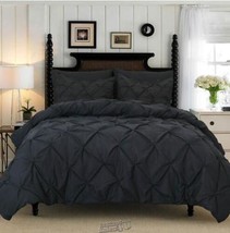 Elegant Comfort Hotel Pintuck Duvet Cover Set with Shams Black King - £41.66 GBP