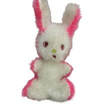 Vintage Plush Bunny Rabbit Rushton Pink Starburst Eyes Wind Up Musical W... - $33.06