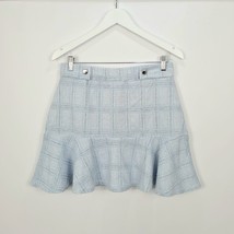QUIZ - New with Tag - Pale Blue Jacquard Check Frill Mini Skirt - UK14 - £10.03 GBP