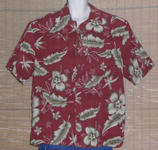 Island Republic Hawaiian Shirt Silk Red Green Floral Size XL - $21.77