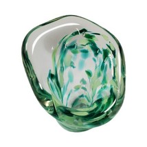 Vintage Hand Blown Art Bubble Glass Trinket Dish Bowl Bud Vase 4&quot; Green ... - £44.09 GBP