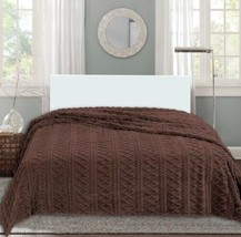 Evelyn Brown Color Embossed Sherpa Blanket Softy And Warm King Size - £38.94 GBP