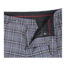 Mens Suit RENOIR English Plaid Window Pane Stretch Slim Fit Comfort 293-14 Gray image 8