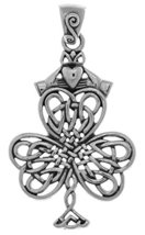 Jewelry Trends Shamrock Clover Irish Claddagh Celtic Knot Sterling Silver Pendan - £41.01 GBP
