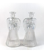 2 Christmas Angel Candle Holders Lead Crystal Glass Praying Candlestick ... - £10.21 GBP