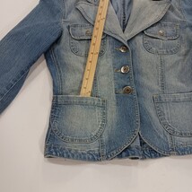 YMI RN#104369 Women's Blue Distressed Denim Jacket Pockets Size Medium image 6