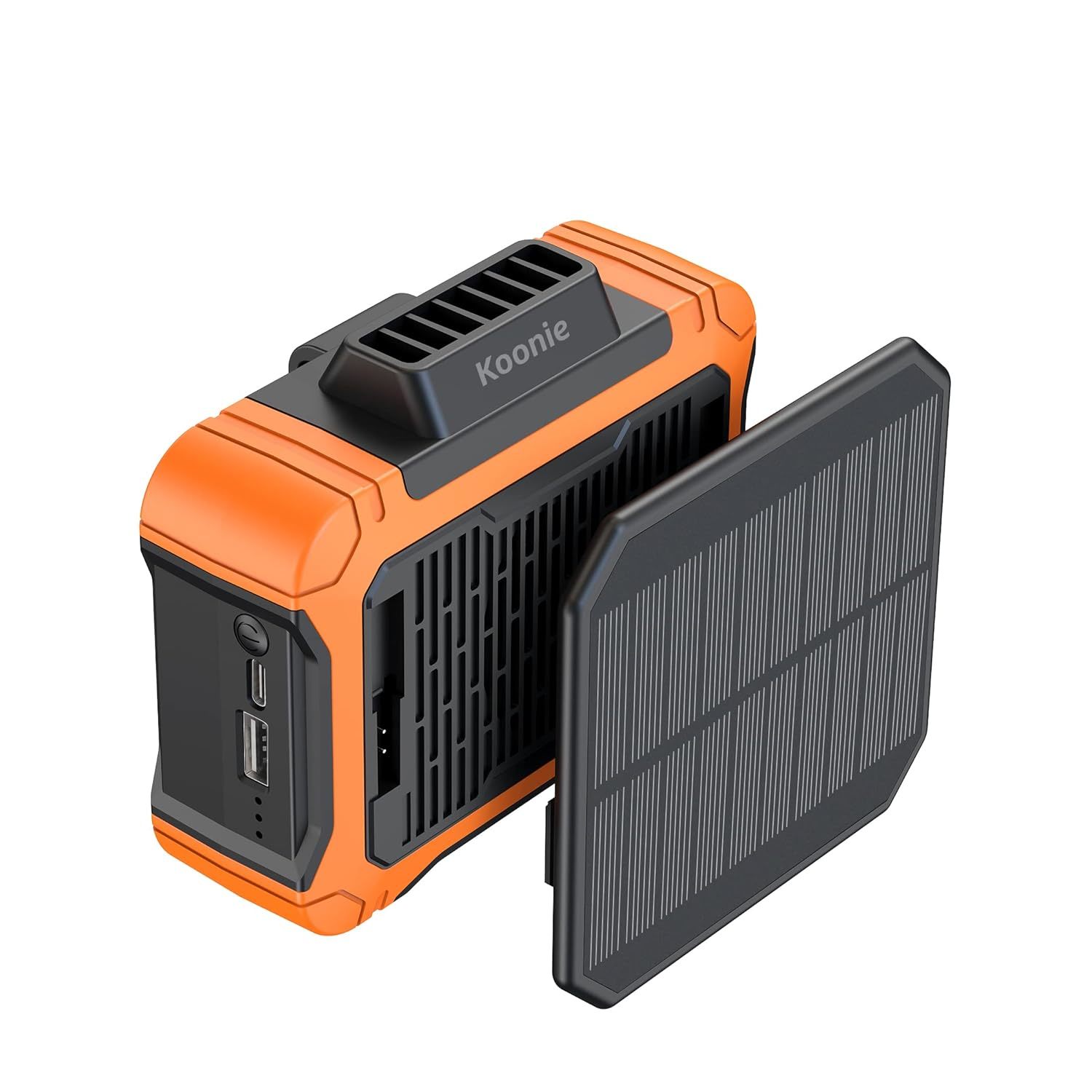 10000Mah Waist Clip Fan With Solar Panel, 30H Working Time, Personal Led Light,