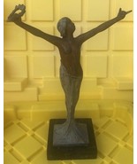 ART DECO 9.5” CLASSIC DANCER SIGNED ARTWORK BRONZE FIGURINE STATUE SCULP... - $220.50