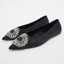 On woman ballet flats shoes loafers flat rhinestone shoes elegant ladies with low heels thumb200
