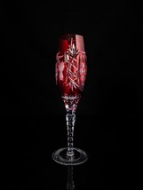 ajka marsala crystal ruby red champagne flute 9&quot; Tall - $175.00