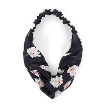 Nollia Ladies Criss Cross Elastic Stretch Headband Dark Blue W Pink Flow... - $10.69