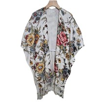 By Anthropologie Kimono Womens One Size Marseille Floral Poncho Tassel F... - £36.02 GBP