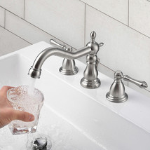 Bathroom Widespread Faucet Waterfall To Sink Basin Bathtub Bn Aqt0080 - £123.12 GBP