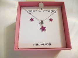 Lily Nily Sterling Silver Purple Crystal Star Necklace /Earring Set BX404 $80 - £21.47 GBP