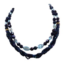 Mid Century Jonne Beaded Double Strand Necklace, Vintage Schrager with AB Crysta - $173.19