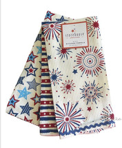 July 4th Storehouse Dish Towels Set of 3 Red White Blue Stars Stripes Fi... - £18.34 GBP