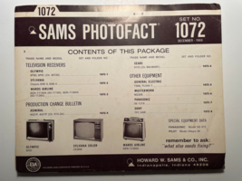 SAMS PHOTOFACT FOLDER SET NO. 1072 DECEMBER 1969 MANUAL SCHEMATICS - $4.95