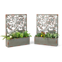 Set of 2 Decorative Raised Garden Bed with Trellises-Rust - Color: Rust - £138.57 GBP