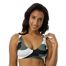 New Women&#39;s Padded Bikini Top Camo Print Athletic Fit Swimwear Polyester... - £18.75 GBP