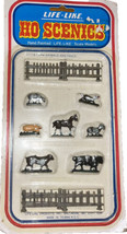Life-Like HO Scenics Hand Painted Scale Models Farm Animals and Fence #0... - $9.50
