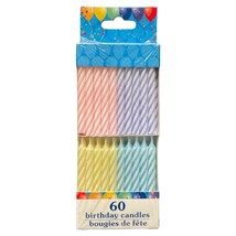 New Pastel Stripe Birthday Candles 60 Candles Total - Pink, Purple, Yell... - £4.15 GBP