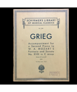 Vintage Grieg 2nd Piano Score To Mozart&#39;s Fantasia Schirmers Musical Cla... - $11.40 CAD