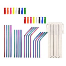 16 Short Metal Straws, 6Mm 5.5&quot; 6.5&quot; Kids Reusable Straws+Silicone Tips+Cleaner, - $16.99