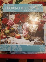 Floral Fantasy 550 Piece Jigsaw Puzzle  My Cup Runneth Over Complete 24”... - $24.99