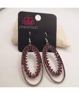 paparazzi jewelry fashion fix Silvertone Pink Circle Dangling Earrings - €4,66 EUR