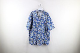 Vtg 90s Disney Mens XL Faded All Over Print Mickey Mouse Surfing Hawaiian Shirt - £76.55 GBP