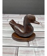 Miniature Hand Carved Wooden Duck W/ Base 4”X4” - €12,82 EUR