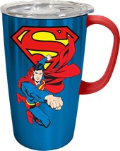 Superman 18536 Stainless Steel w/ Handle Coffee Tea Travel Mug Cup 18 oz... - £18.69 GBP