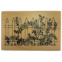 PSX Picket Fence Roses Garden Vine Rubber Stamp F-470 Vintage 1991 Wood Mounted - £7.70 GBP