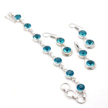 London Blue Topaz Round Shape Cut Gemstone Handmade Bracelet Set Jewelry SA 564 - £6.35 GBP