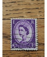 Great Britain Stamp Queen Elizabeth II 3d Used 322 Wave Cancel - $0.99