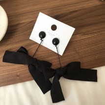 2020 New Korean sweet Black bowknot Hyperbole Women Earrings senior long atmosph - £10.50 GBP