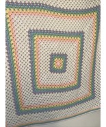NEW Pastel Rainbow Crochet Knit Blanket 3 Feet 3&#39; White Baby Boy Girl Sq... - $34.05 CAD