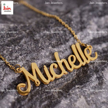 18 Kt Hallmark Real Solid Yellow Gold Custom Nameplate Chain Necklace Pe... - £1,537.18 GBP+