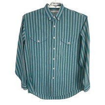 Levis Mens Shirt Size Medium Button Up Teal Striped Long Sleeve Silver Tab  - £15.57 GBP