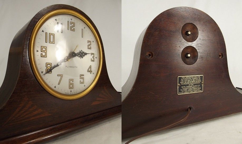 ANTIQUE SETH THOMAS MANTEL CLOCK USA Art Deco PLYMOUTH rare mantle old e... - $69.99